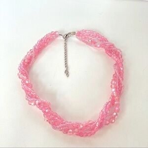 Girls 5-Strand Twisted Pink Beaded Necklace